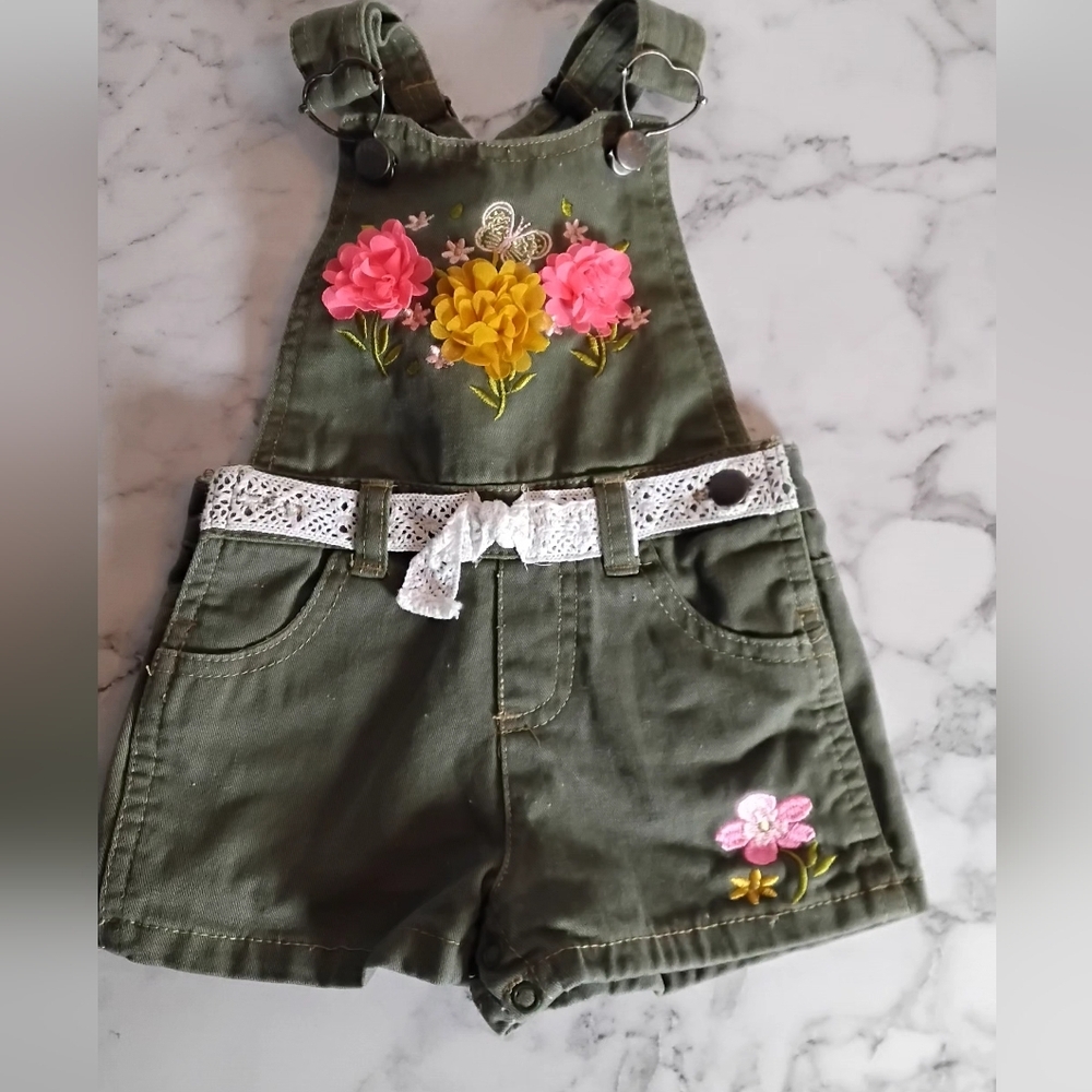 Toddlers Green Overall Shorts‎